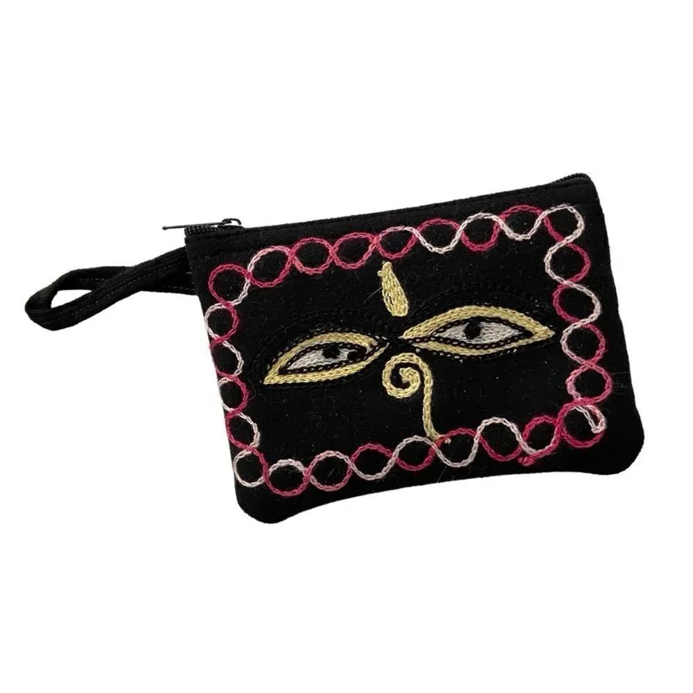 Faux Suede Statement Zip Lock Wallet/Coin Purse